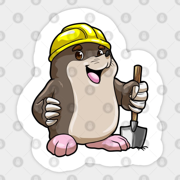 Mole with Helmet & Shovel Sticker by Markus Schnabel